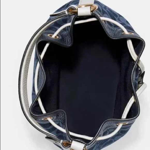 Coach Navy Blue Bucket Bag with Rainbow Strap - Picture 2 of 13